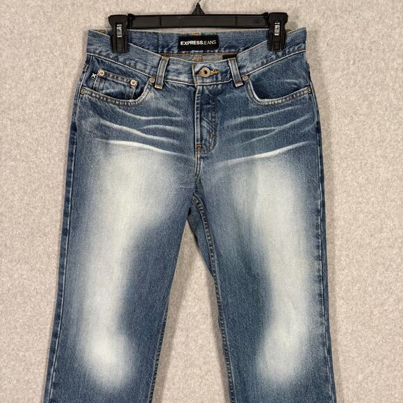 VTG Express Jeans Womens Size 7/8S Low Rise Bootcut Faded Whiskers Cotton Skater - Picture 2 of 12